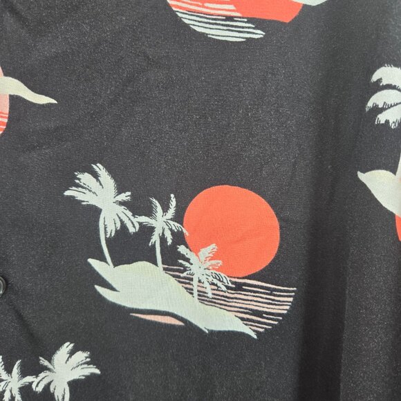 No Boundaries Men's Black Button Down Rayon Short Sleeve Hawaiian 3xl - Picture 3 of 8